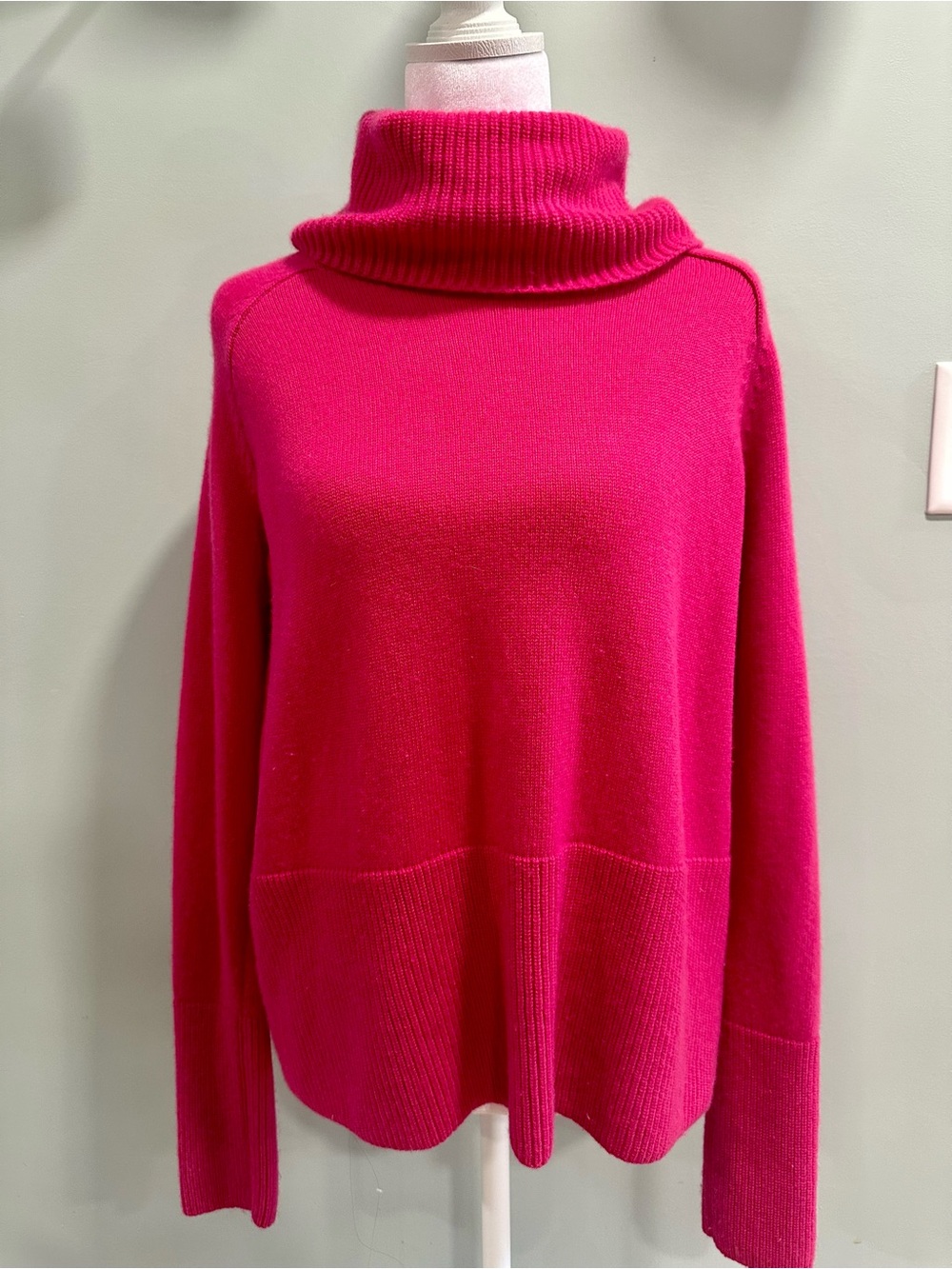 Athleta Bright Pink Turtleneck Sweater Wool Cashmere Blend